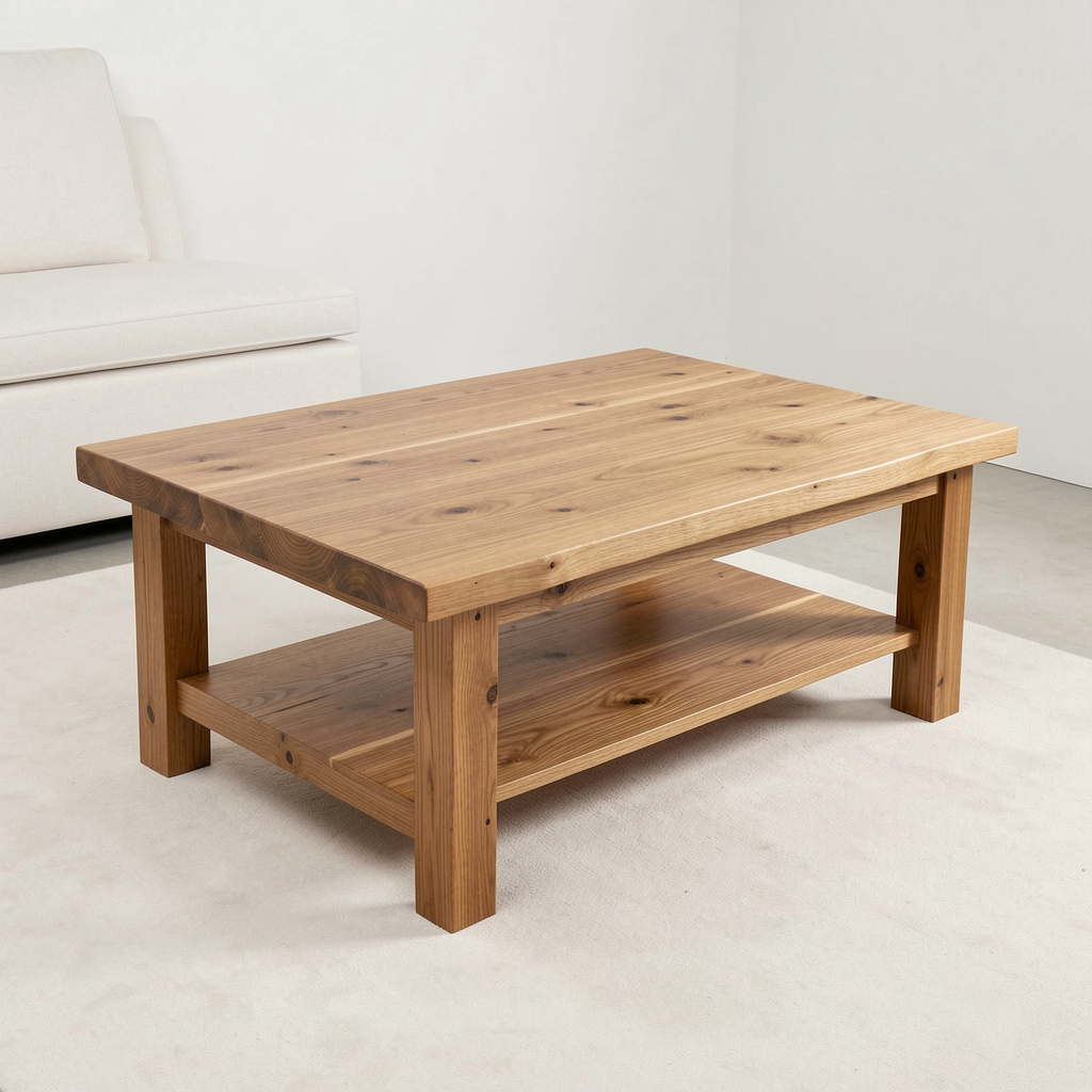 Handcrafted oak coffee table with natural finish